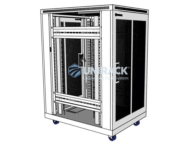 Bản vẽ kích thước tủ rack 20U D800 2 cửa lưới hãng UNIRACK